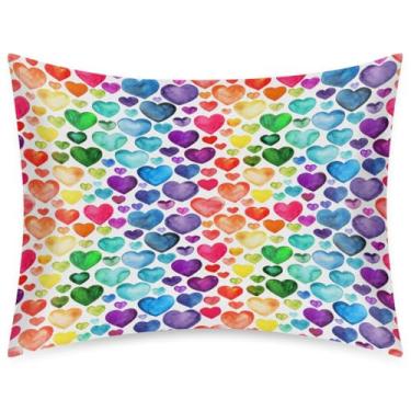 Imagem de Fronha de almofada de cetim de seda tamanho padrão para cabelo e pele capa de almofada macia antiderrapante refrescante arte colorida amor capa de travesseiro com fecho de envelope para dormir