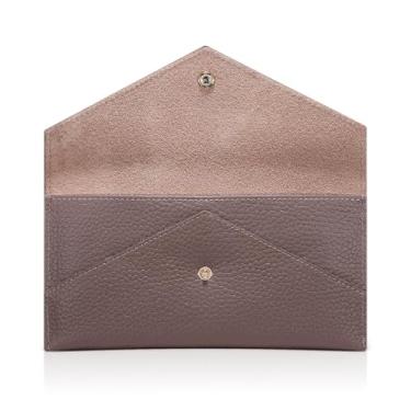 Imagem de XEYOU Carteira de cartão envelope para mulheres e homens, couro legítimo, carteira fina para cartão de crédito com bolso para moedas com zíper, Rosa escuro, Moderno