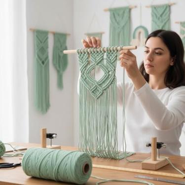 Imagem de Cordão de macramê 3 mm x 100 jardas corda de algodão colorido para pendurar na parede, decoração de casa, cabides de plantas (verde claro)