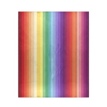 Imagem de ATTX Manta de microfibra de veludo com estampa de linhas coloridas - Cobertor de cama leve ultra macio para sofá, cama, 127 x 152 cm #338