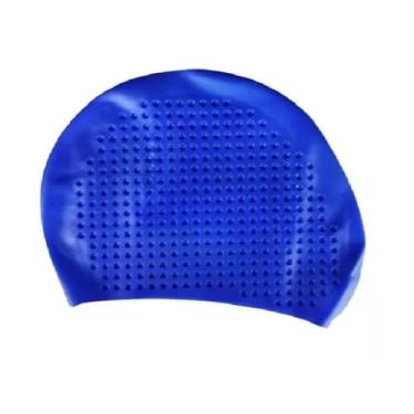 Imagem de Touca de Natação Impermeável，Toca de Natação Adulto，Touca De Natação Silicone Cabelos Longos(AZUL)