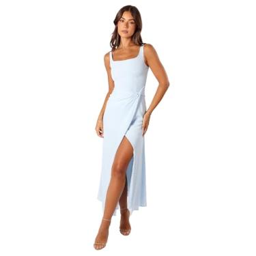 Imagem de Petal & Pup Vestido longo feminino Nadea Faux Wrap, Azul, GG