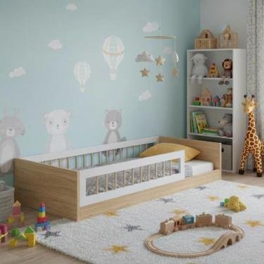 Imagem de Cama Montessoriana Infantil Solteiro Com Colchão Aveiro Oak Branco