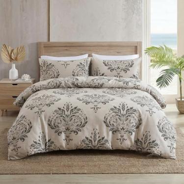 Imagem de Bedding_Dreamer Roupa de cama barroca king 100% algodão gótico vintage floral conjunto de capa de edredom marrom exótico damasco decoração de quarto