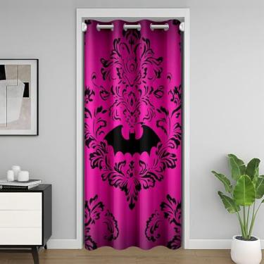 Imagem de Castle Fairy Cortina blackout de morcego gótico, decoração de armário, cortina de porta floral antiga boêmia, cortina de porta rosa damasco vintage para meninos meninas mulheres homens (1 painel, 107