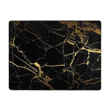 Imagem de ZERAOKE Tapete de papel de parede preto dourado 4 x 5,25 pés (48 x 63 polegadas), tapetes laváveis na máquina com suporte antiderrapante, tapetes macios para sala de estar, quarto, entrada, quarto de