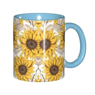 Imagem de Zeraoke Canecas de café criativas com estampa de girassóis, personalizadas, presente para família, tamanho de 325 ml, unissex