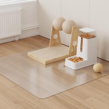 Imagem de ZPAI Tapete de PVC transparente de 0,9 x 1,2 m, tapete protetor impermeável de 2 mm de espessura para pisos duros, embaixo da geladeira, tigelas para animais de estimação ou eletrodomésticos