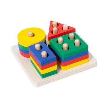 Imagem de Brinquedos Educativos Montessori De Madeira Para Classificação De Form