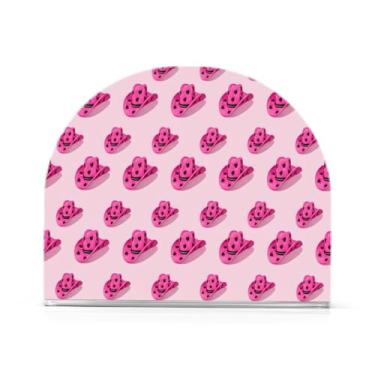 Imagem de Qilmy Bonitos chapéus de cowboy com suporte de guardanapo de coração preto, porta-guardanapos de acrílico transparente para mesa, suporte de guardanapo de coquetel de papel de seda para cozinha