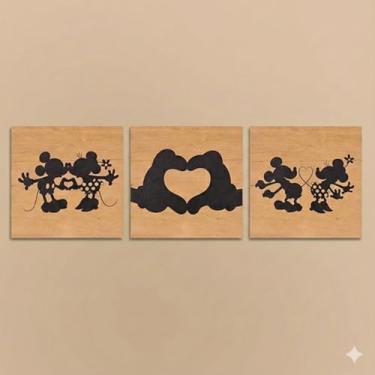 Imagem de Kit 3 Quadros Decorativos Mickey e Minnie Cute Shadow | Decoração Quarto e Sala