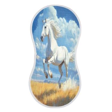 Imagem de xigua Conjunto de 2 panos de musselina galopantes para arrotar cavalos, panos super macios e absorventes, roupas de arroto de algodão, presente de chá para recém-nascidos, bebês meninas e meninos