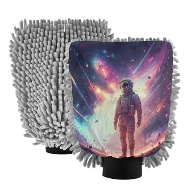 Imagem de STAYTOP Luvas de lavagem de carro Doomsday Astronauts, 2 peças, luvas de microfibra de chenille, sem arranhões, panos de esponja de lavagem ultra absorventes para carros, limpeza doméstica - M