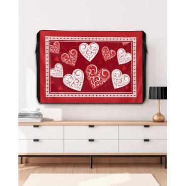 Imagem de Capa de TV externa para tela plana externa, dia dos namorados, texturizada, coração do amor, 600D, espesso, impermeável, à prova de intempéries, protetor de tela para TV ao ar livre com zíper para