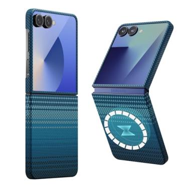 Imagem de pitaka Capa para Z Flip 7, compatível com MagSafe, capa fina e leve para Galaxy Z Flip 7 com sensação de toque sem capa, feita de fibra de aramida 1500D, nascer da lua