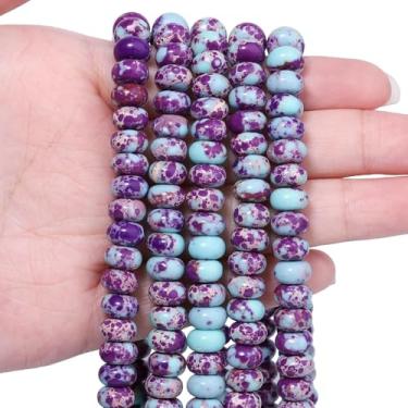 Imagem de Songxi 5 x 8 mm Natural Azul Roxo Pedra Imperador Rondelle Miçangas, Espaçador Redondo Solto 75 PCS Contas de Ábaco para Fazer Joias, Pedra Preciosa para Pulseira, Colar Brincos, Artes e Artesanato