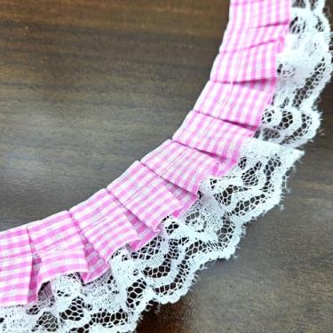 Imagem de YYCRAFT Guarnição de renda guingão de 5 jardas da The Yard 4 cm para costura de fita de casamento e artesanato - rosa