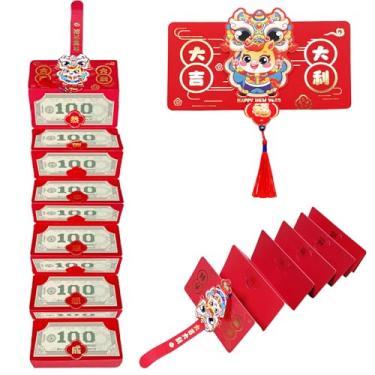 Imagem de Envelope vermelho de ano novo chinês com clipe para dinheiro, 1 peça de dinheiro tradicional chinês Hong Bao of The Horse, envelope de dinheiro de ano novo lunar para casamento de ano novo da