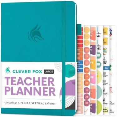 Imagem de Clever Fox Agenda de professores – Agenda de ano escolar com calendários e planos de aula – Livro de planos de professores para sala de aula e organização de ensino em casa – Sem data, 17 x 25 cm,
