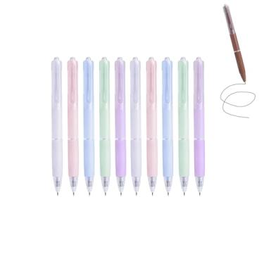 Imagem de GZBABY Canetas de gel de ponta fina, 10 peças, caneta esferográfica retrátil com aderência macia, tinta preta de 0,5 mm, secagem rápida (espuma de leite)