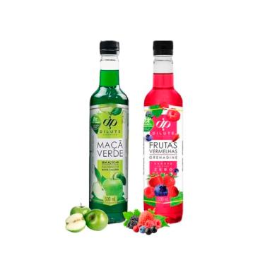 Imagem de Kit 2 Xarope Para Soda Italiana E Drinks Dilute Zero Açúcar (Maçã Verde/Frutas Vermelhas)