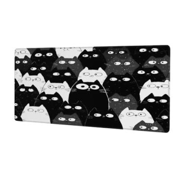 Imagem de Tapete de rato grande de gato preto com desenho à prova d'água para computador estendido tapete protetor de mesa tapete de borracha antiderrapante para escritório, computador, teclado, laptop e mesa