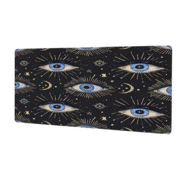Imagem de Mouse pad grande olho de demônio lua preta à prova d 'água computador estendido protetor de mesa tapete de mouse antiderrapante base de borracha para escritório, computador, teclado, laptop e mesa
