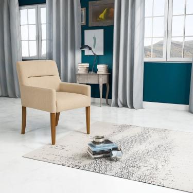 Imagem de Poltrona para Sala de Estar Linho Pés Madeira Angel Bege