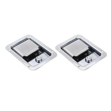 Imagem de aqxreight Alça de Caixa de Ferramentas de 2 Peças, Impermeabilização de Aço Inoxidável Com Chave, Porta de pá de Trailer para Motorhome, Trava de 140 X 108 Mm, Possui Prova L, Alça de Caixa de