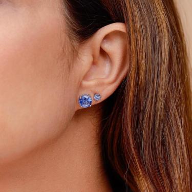 Imagem de Brinco Ponto De Luz Redondo - Tanzanita 8Mm-Unissex