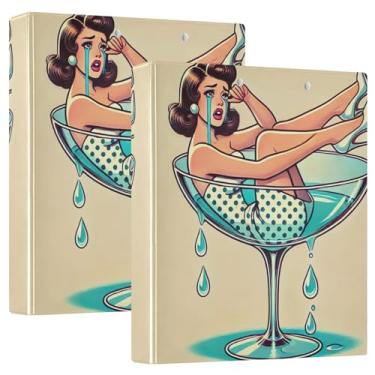 Imagem de Pasta feminina chorando em taça de vinho com prancheta com armazenamento pequeno de três anéis 27 x 31,5 cm pasta com 3 furos