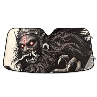 Imagem de Sombra preta mítica besta para-sol para para-brisa personalizado dobrável janela carro para-brisa frontal floral animal L, 144.8 cm x 80.0 cm