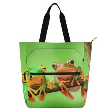 Imagem de GAIGEO Little Frogs Bolsa feminina verde borboleta bolsa de trabalho lona faculdade bolsa bolsa carteiro bolsas amantes de livros