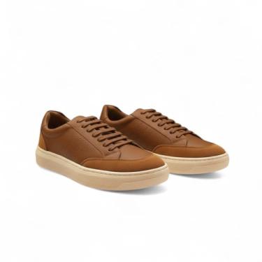 Imagem de Tenis Casual e Básico Masculino Polo London Club, Cano Baixo Couro Confort Premium (Caramelo, BR, Adulto, Numérico, 41)