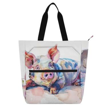Imagem de Linda bolsa feminina de porco aquarela para trabalho, praia, escola, escola, professores, livros, presentes