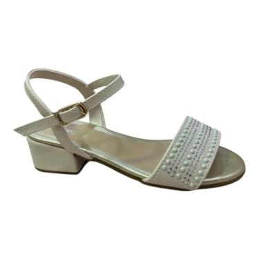 Imagem de Sandália com Salto Infantil Pampili Pérolas e Strass Nude (Nude, BR, Criança de 4 a 8 anos, Numérico, P, 31)