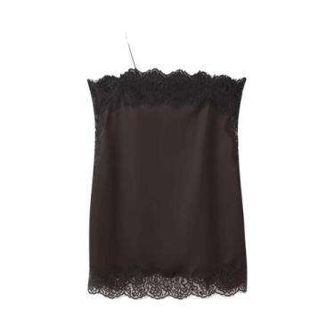 Imagem de Conjunto De Top E Saia De Cetim Com Renda Para Mulheres, Vestido De Go