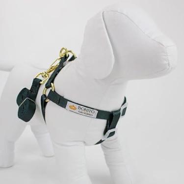 Imagem de Peitoral Americano Seda Para Cães com Guia Bonito Pra Cachorro (Verde Escuro, GG)