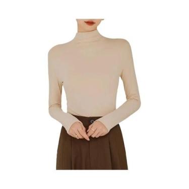 Imagem de Camiseta Feminina De Manga Longa Com Gola Alta Slim Fit Para Outono In