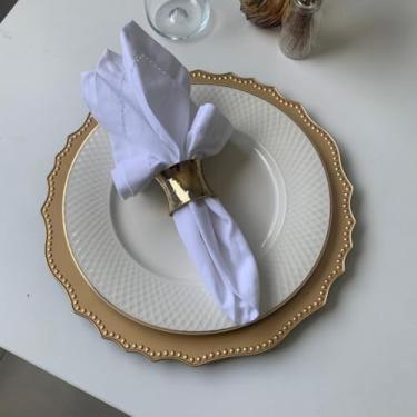 Imagem de 4 Sousplat Redondo Alto Padrão Lux Plastico Rigid Nz Rel Vr (OURO Dourado Amarelo - Kit Mesa Posta Suplat Chic)