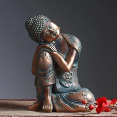 Imagem de FENNYYAR Estátua de Buda Adormecido Decorativa, Sala de Estar, 22 cm 22 cm, Ornamento Religioso Feng Shui