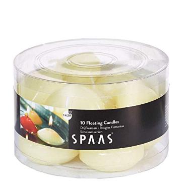 Imagem de Spaas 12 x 10 velas flutuantes sem perfume na caixa, cera de parafina marfim, D 46 mm x A 29 mm