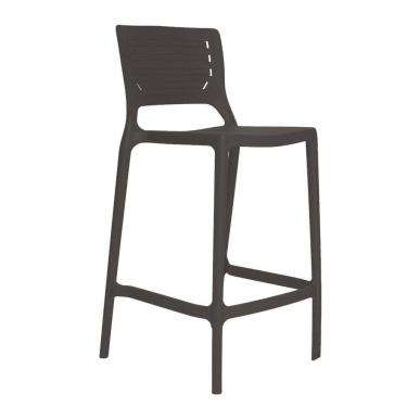 Imagem de Banqueta Alta Cozinha Grafite Empilhável Saturno Em Polipropileno Acrilys