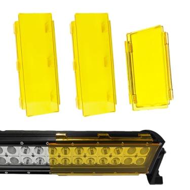 Imagem de Kit de cobertura de lente de barra de luz LED amarela de 56 cm - Capas de policarbonato de encaixe de 2 × 20 cm + 1 × 6 polegadas para barras de LED off-road retas/curvas de 7,6 cm, corte de neblina