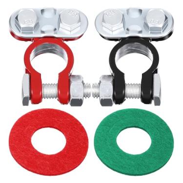 Imagem de Conector de terminal de bateria de 2 peças, grampo de terminal de bateria com arruelas de feltro anticorrosão para carro, caminhão, veículo, barco, pequeno iate RV