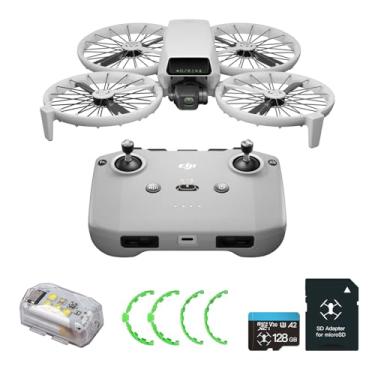 Imagem de DJI Pacote Flip (RC-N3) com cartão micro SD de 128 GB, anel de proteção de hélice e luz estroboscópica - Drone com câmera UHD 4K para adultos, menos de 249 g, decolagem de palma, retorno automático