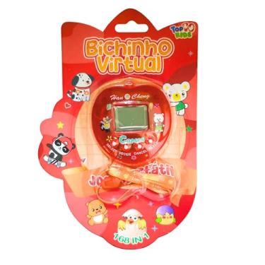 Imagem de Bichinho Virtual Eletrônico Infantil com Cordão - Pet Digital Portátil Jogo Retrô Anos 90 para Crianças 3+ Anos - 168 em 1 (VERMELHO)