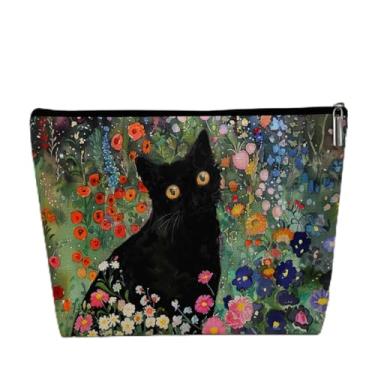 Imagem de Bolsa de maquiagem pequena para gatos, bolsa organizadora de flores coloridas com zíper, bolsa de viagem portátil para mulheres, presentes para amantes de gatos para mulheres, colega de trabalho, irmã