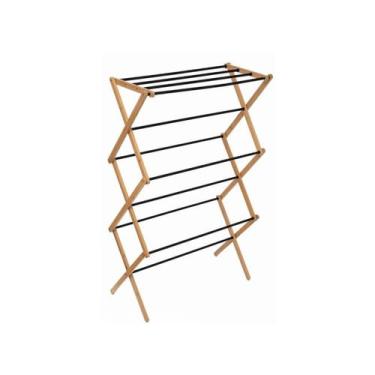 Imagem de Varal 3 andares bambu c/ hastes metálicas preto - Simplo