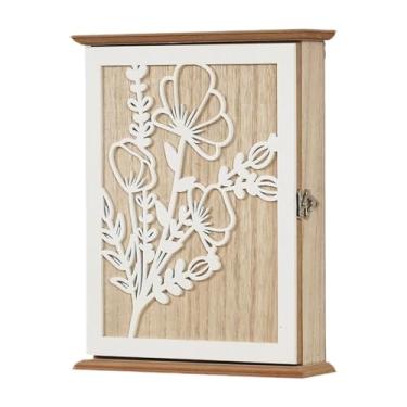 Imagem de Bothyi Porta-chaves de madeira artesanal vintage para parede, feito à mão, para sala de estar, casa ou presente, Flor